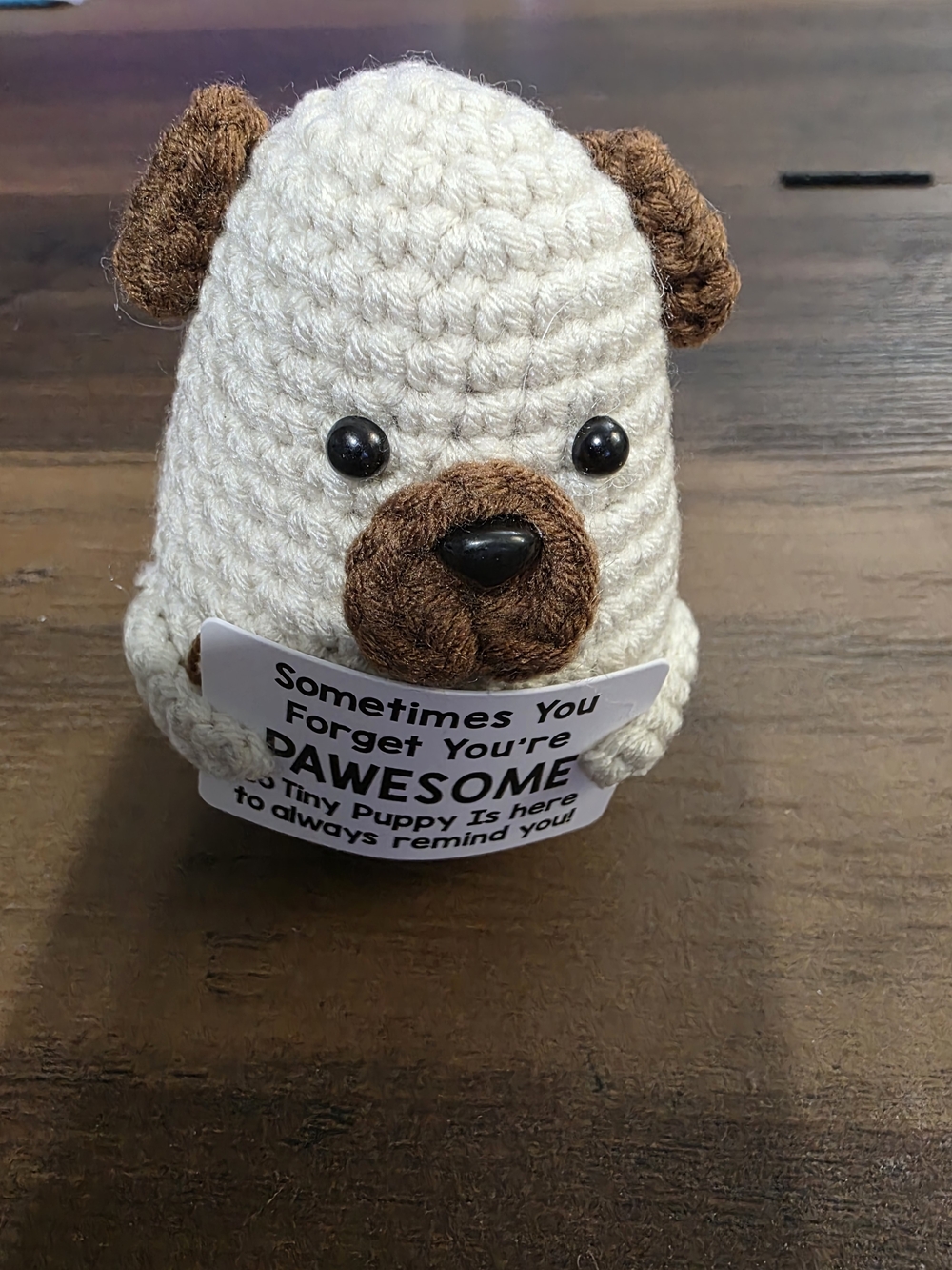 Crocheted Cream & Brown Puppy Dog Plush - Inspirational Pet Toy